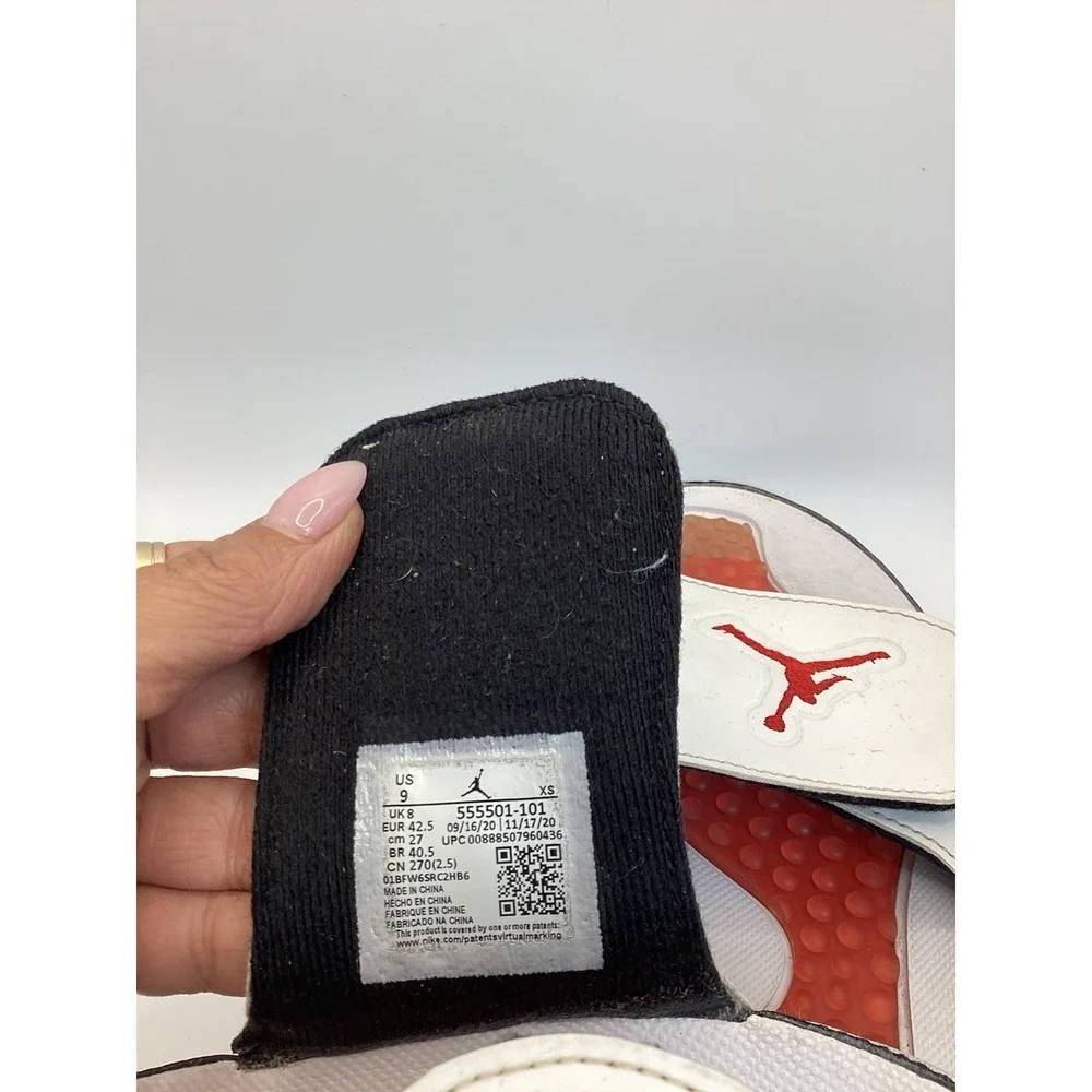 Sz 9 Jordan Hydro V Retro White/Fire Red-Black,